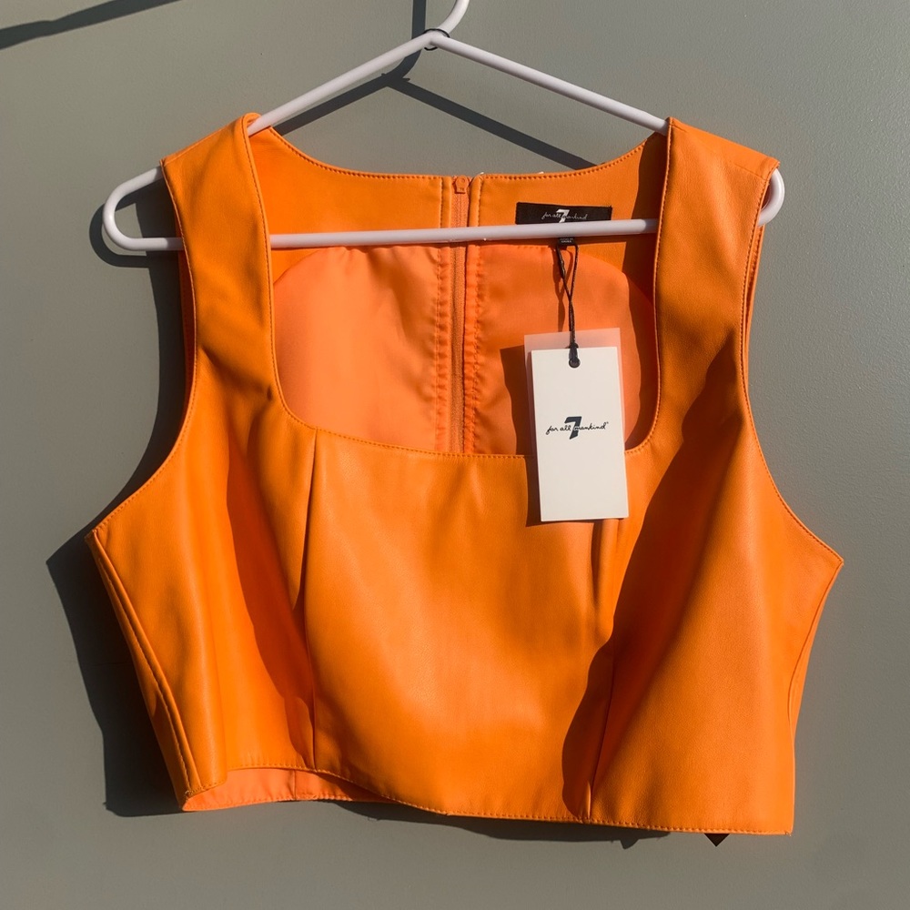 7 For All Mankind Orange Crop Top